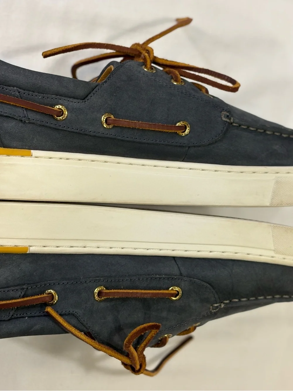 Sperry Top Sider Gold Cup Blue/Gray Suede Boat Shoes w/Brown Laces SZ 12 $200